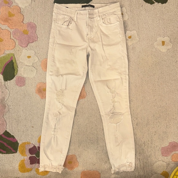 J Brand Denim - J Brand Women's Distressed Cream Ankle Jeans